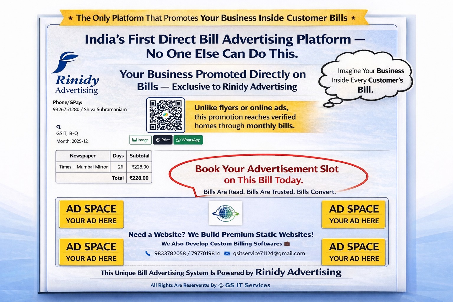 Direct Bill Advertising Sample